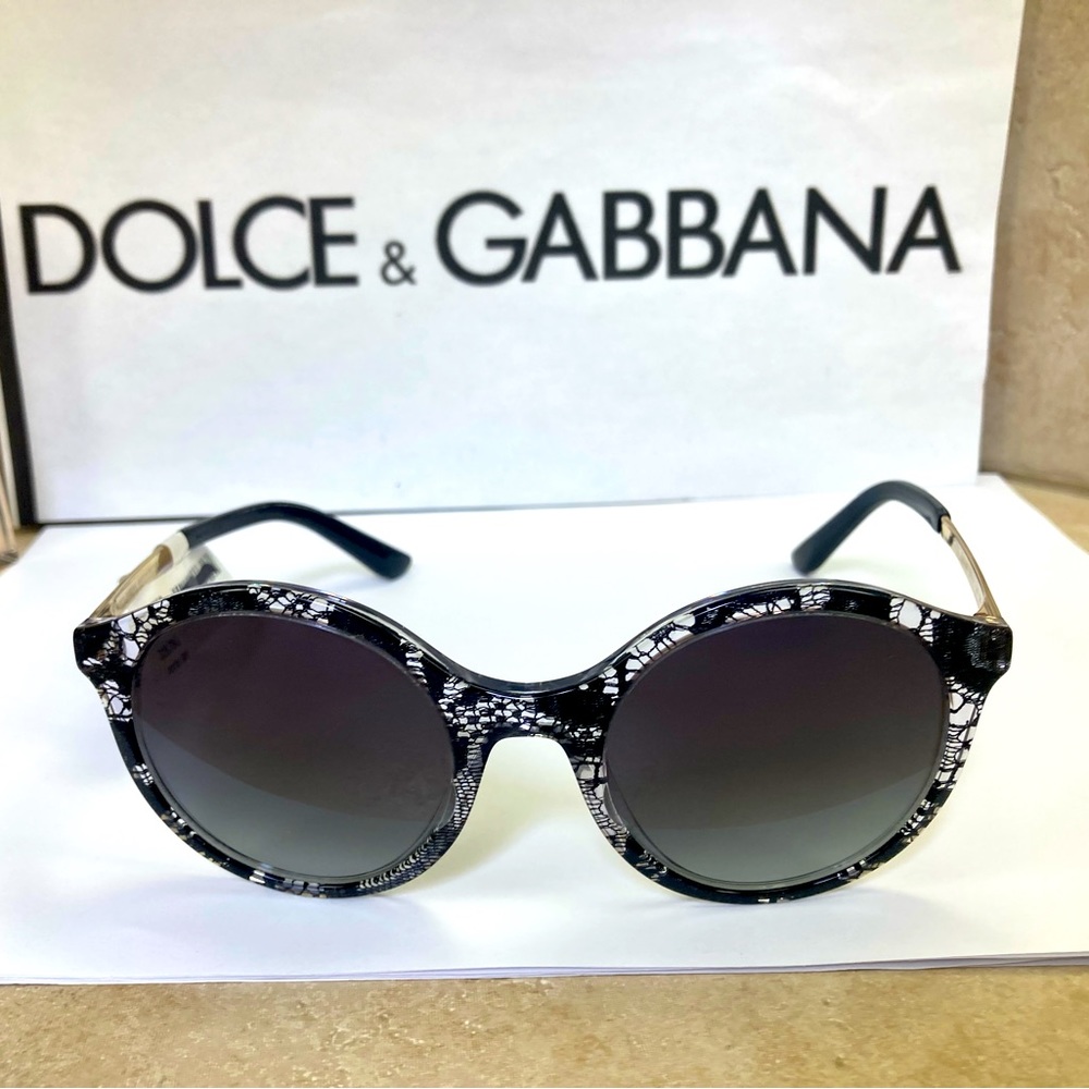 New Dolce&Gabbana DG4358 3287/8G. Black/Crystal Round Sunglasses